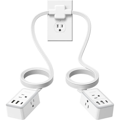 Twin Extension Cord Splitter – Dual Power Extension with 6 AC Outlets & USB/C Charging Ports
