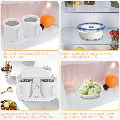 Dual-Cup Ice Cream Maker Machine – Automatic Protein Ice Cream, Gelato, Sorbet & Frozen Yogurt Maker
