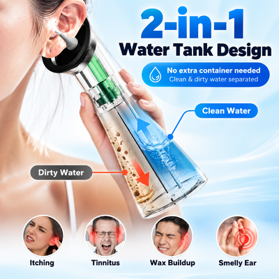 Electric Ear Cleaning Kit - Rechargeable Earwax Removal Tool with 2-in-1 Built-in Waste Tank, IP67 Waterproof Rating