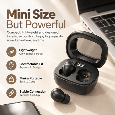 2026 New Ultra-Small Invisible Wireless In-Ear Earbuds, Noise Cancelling, 25-Hour Battery Life, for Side Sleepers, Cellphones Compatible