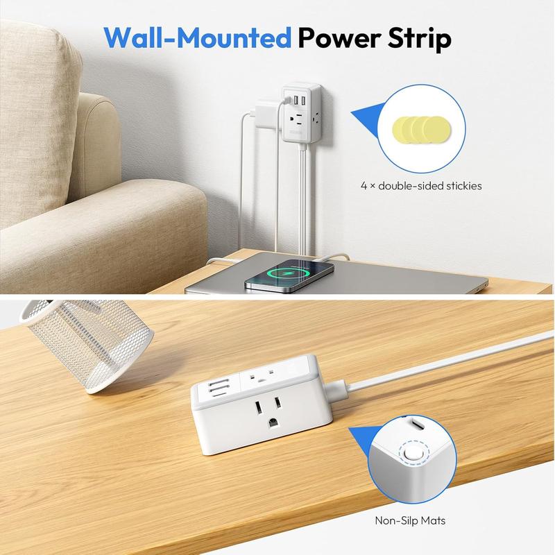 Twin Extension Cord Splitter – Dual Power Extension with 6 AC Outlets & USB/C Charging Ports