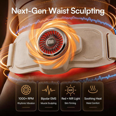 TURBO All-in-One Wearable Body Sculpting Belt: 1000+ RPM Vibration, Bipolar EMS, Red/NIR Light & Heat