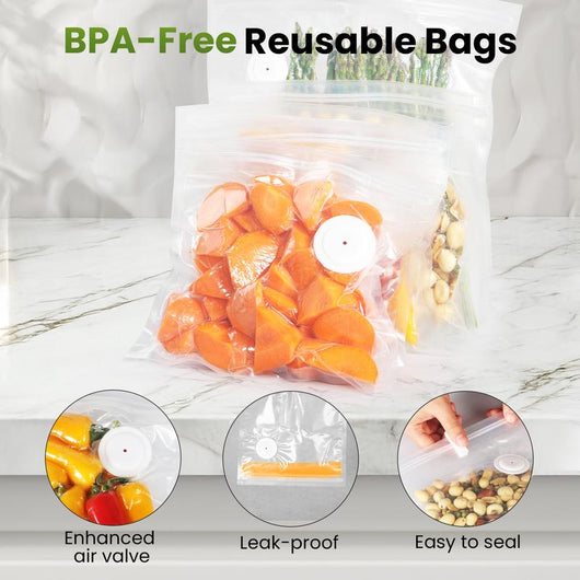Vacuum Sealer for Food with Visible Water Tank, 10 Reusable Bags,Powerful Suction, Handheld Rechargeable
