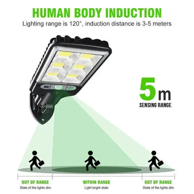 Solar Outdoor Lights, 4-Pack 6000 Lumens 108COB LED Solar-Powered Motion Sensor Wall Lamp