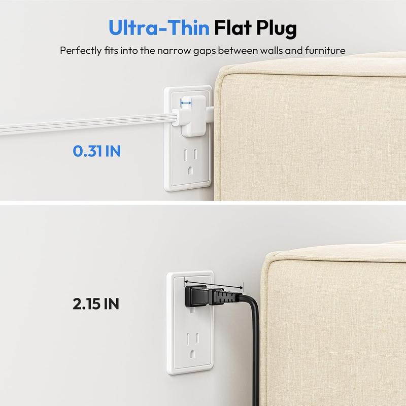Twin Extension Cord Splitter – Dual Power Extension with 6 AC Outlets & USB/C Charging Ports
