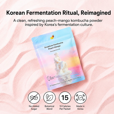 Korean Kombucha Powder Drink Mix, Peach Mango, Sugar Free, Prebiotic Fiber & 16 Probiotic Strains