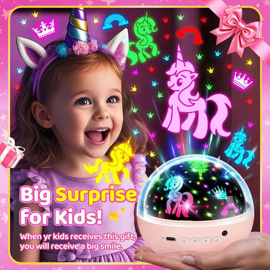 360° Rotating Kids Galaxy Projector – Remote Controlled Night Light with 3 Film Discs